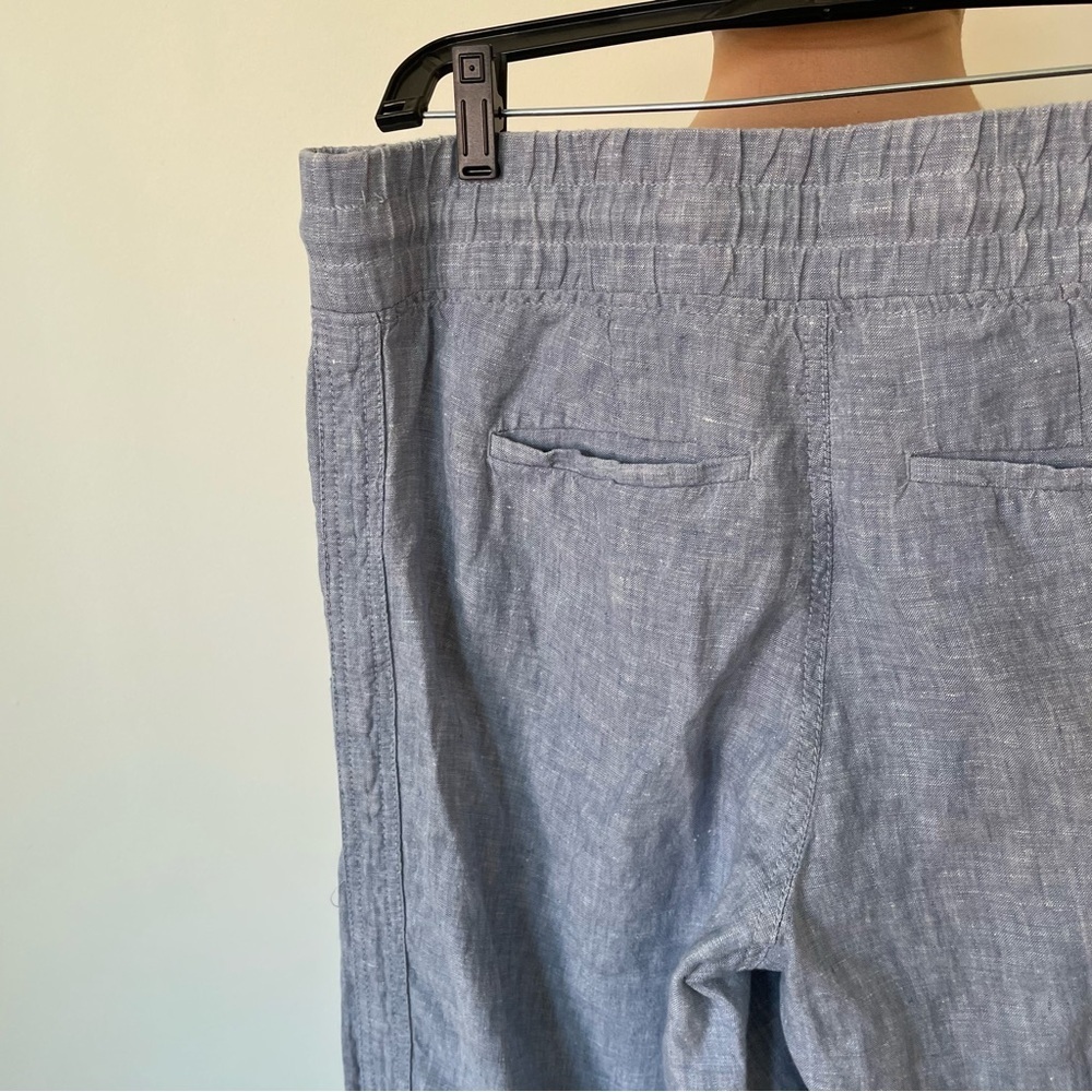 Athleta Cabo Linen Wide Leg Chambray Blue Zipper Pocket Pants #447244 EUC Size 8 - Picture 8 of 12